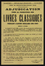 Adjudication pour la fourniture des livres classiques pendant l'année scolaire 1961-1962,