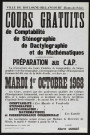 Cours gratuits de comptabilité, de sténographie, de dactylographie et de mathématiques, préparation aux CAP éè,