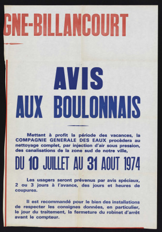 Avis aux Boulonnais [au sujet du nettoyage des canalisations d'eaux],