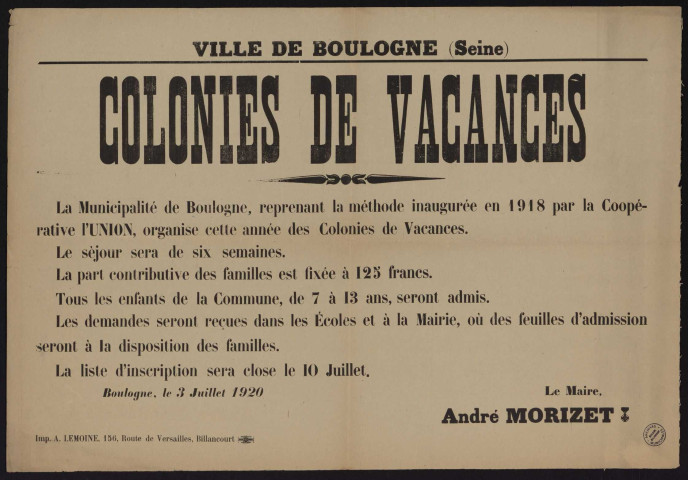 Colonies de vacances,