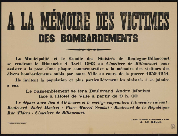 Hommage à nos morts,