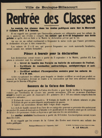 Rentrée des classes ,