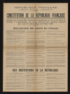 Constitution de la République française : déclaration des Droits de l'Homme ; des institutions de la République,