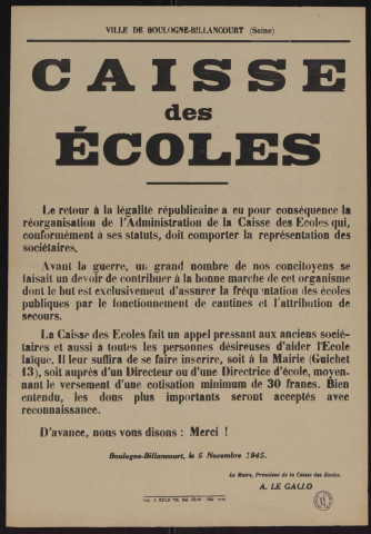 Caisse des écoles,