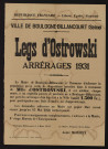 Legs d'Ostrowski [en faveur d'un orphelin pauvre] : arrérages 1931,