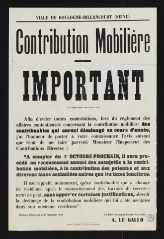 Contribution mobilière ,