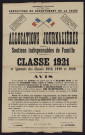 Allocations journalières et majorations pour soutiens indispensables de famille : classe 1921 et ajournés des classes 1918, 1919 et 1920,