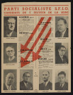 Parti socialiste SFIO, candidats du 5e secteur de la Seine, Concerne Albert Gazier, Lucie Colliard, Henri-Louis Navier, Jean Baco, Jean Huet, Gabriel Roche, Alphone Pierre Le Gallo et Roger Deniau (biographies et photographies).