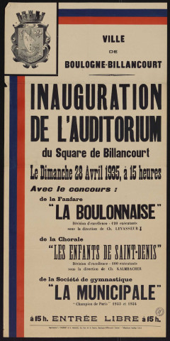 Inauguration de l'auditorium du square de Billancourt,