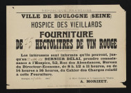 Hospice des vieillards : fourniture de 75 hectolitres de vin rouge,