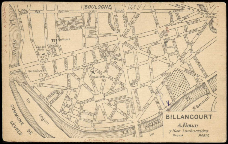 Billancourt, Boulogne-Billancourt . - plan de Billancourt