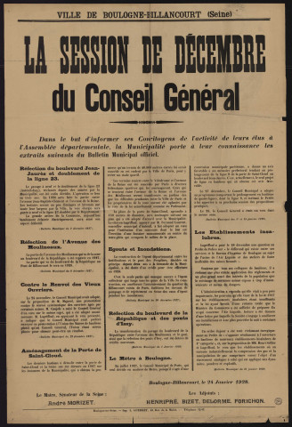 La session de décembre du Conseil général