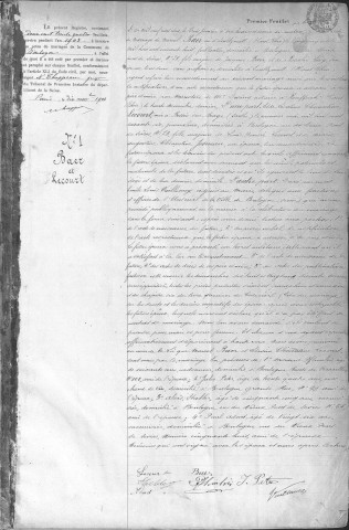 Mariage, enregistrement : Registre de 1905