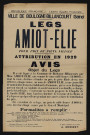 Legs Amiot-Elie pour prix de piété filiale : attribution en 1929,