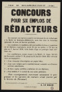 Concours pour six emplois de rédacteurs,