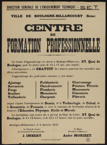 Centre de formation professionnelle,