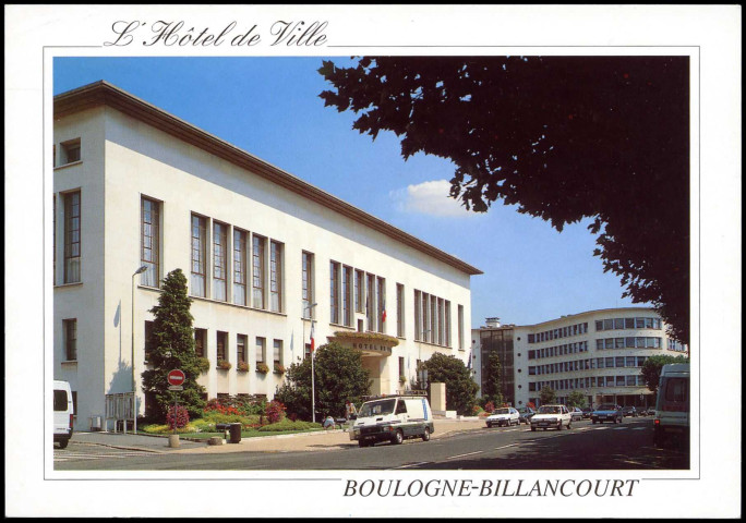 L'Hôtel de Ville - Boulogne-Billancourt, Boulogne-Billancourt - avenue André Morizet . - façade de l'Hôtel de VilleVue oblique gauche sur la façade principale de l'Hôtel de Ville. Au second plan, l'annexe Delory