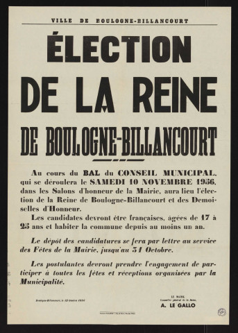 Election de la Reine de Boulogne-Billancourt,