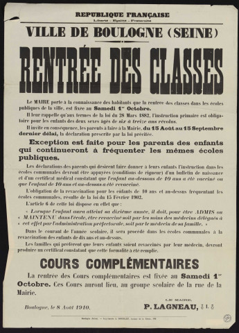 Rentrée des classes ,