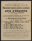 Avis d'enquête de commodo et incommodo : rue de Sèvres 26, La Société Le Matériel téléphonique : installation d'un atelier de découpage et emboutissage de métaux à froid par choc mécanique, d'un atelier de décapage des métaux au sable, d'un atelier de décapage des métaux par les acides, d'un atelier de vernissage des métaux au four et d'un atelier de trempe, recuit et revenu des métaux.