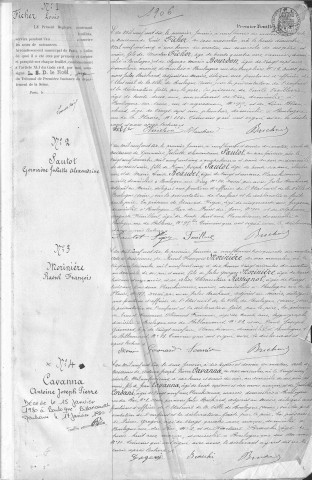 Naissance, enregistrement : Registre de 1906