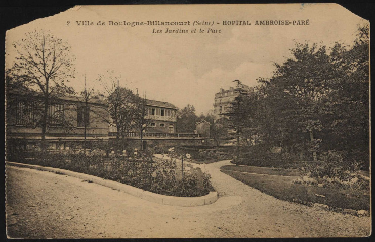 2 - Ville de Boulogne-Billancourt (Seine) - Hôpital Ambroise-Paré - Les Jardins et le Parc, Boulogne-Billancourt . rue Yves Kermen . - hôpital Ambroise Paré, cour intérieure