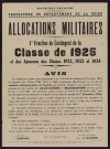 Allocations militaires : 1re fraction du contingent de la classe 1925 et ajournés des classes 1922, 1923 et 1924,