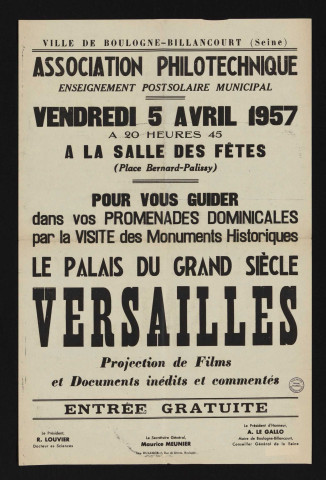 Projections de films [...] : Le Palais du Grand Siècle, Versailles,