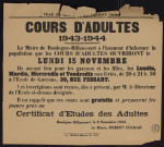 Cours d'adultes, 1943-1944 é,