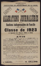 Allocations journalières pour soutiens indispensables de famille : classe 1923 et ajournés des classes 1921 et 1922,