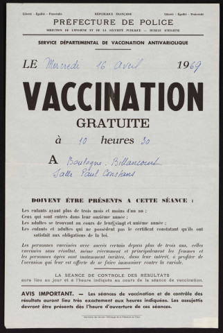 Vaccination gratuite,