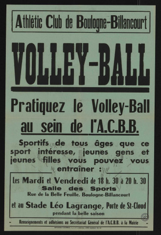 Volley-ball : pratiquez le volley-ball au sein de l'ACBB,