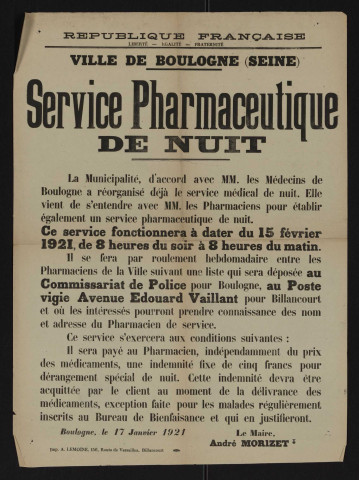 Service pharmaceutique de nuit,