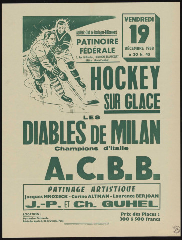 Hockey sur glace, Les Diables de Milan [contre] ACBB,