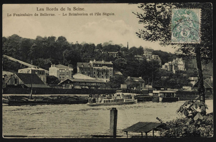 Les Bords de la Seine. Le funiculaire de Bellevue. Le Brimborion et l'île Seguin (s.d.).