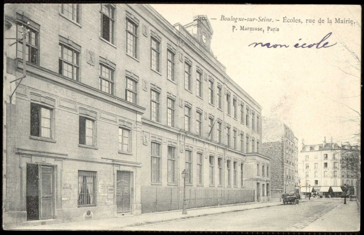 40 - Boulogne-sur-Seine - Ecoles, rue de la Mairie, Boulogne-Billancourt. rue de l'Ancienne Mairie . - façade de l'école