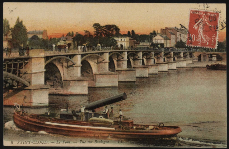 Saint-Cloud. - Le pont: vue sur Boulogne.