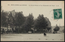 8 - Boulogne-Sur-Seine - Le Rond-Point et la Chaussée du Pont, Boulogne-Billancourt . rond-point Rhin-et-Danube, avenue de Lattre de Tassigny . - Perspective. Au premier plan, au centre, deux enfants. Au second plan, à gauche, le café du rond point, au centre la pharmacie du rond point et à droite, l'avenue de Lattre de Tassigny. Au troisième plan, à droite, Saint-Cloud.