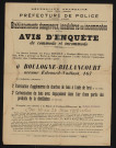 Avis d'enquête de commodo et incommodo : avenue Edouard-Vaillant 167, Société anonyme des Usines Renault : installation d'industrie de fabrication d'agglomérés de charbon de bois à l'aide de brai et de carbonisation du bois.