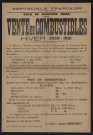 Vente de combustibles, hiver 1920-1921,