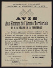 Avis aux hommes de l'armée territoriale et de la réserve de la territoriale [au sujet d'une indemnité de de travail],