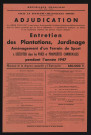 Entretien des plantations, jardinage ; aménagement d'un terrain de sport à exécuter dans les voies et propriétés communales pendant l'année 1947 : adjudication,