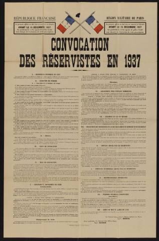 Convocation des réservistes en 1937,