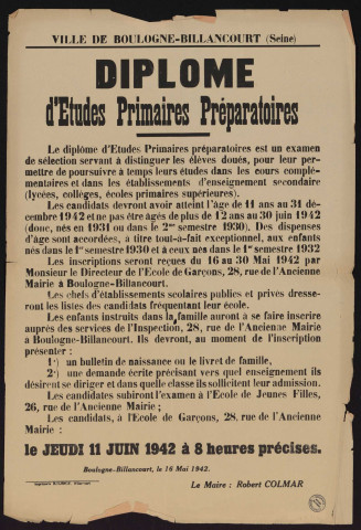 Diplôme d'études primaires préparatoires ,