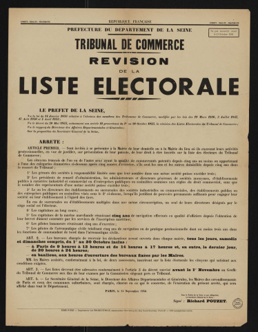 Tribunal de commerce : révision de la liste électorale,