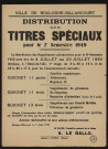 Distribution des titres spéciaux pour le 2e semestre 1949,