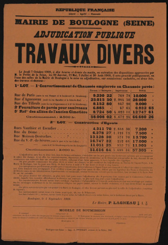 Adjudication publique [de] travaux divers éééééôè,