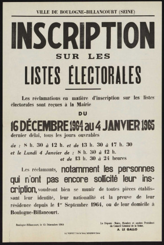 Inscription sur les listes électorales,