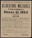 Allocations militaires : 2e fraction du contingent de la classe 1924,