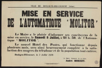 Mise en service de l'automatique Molitor,